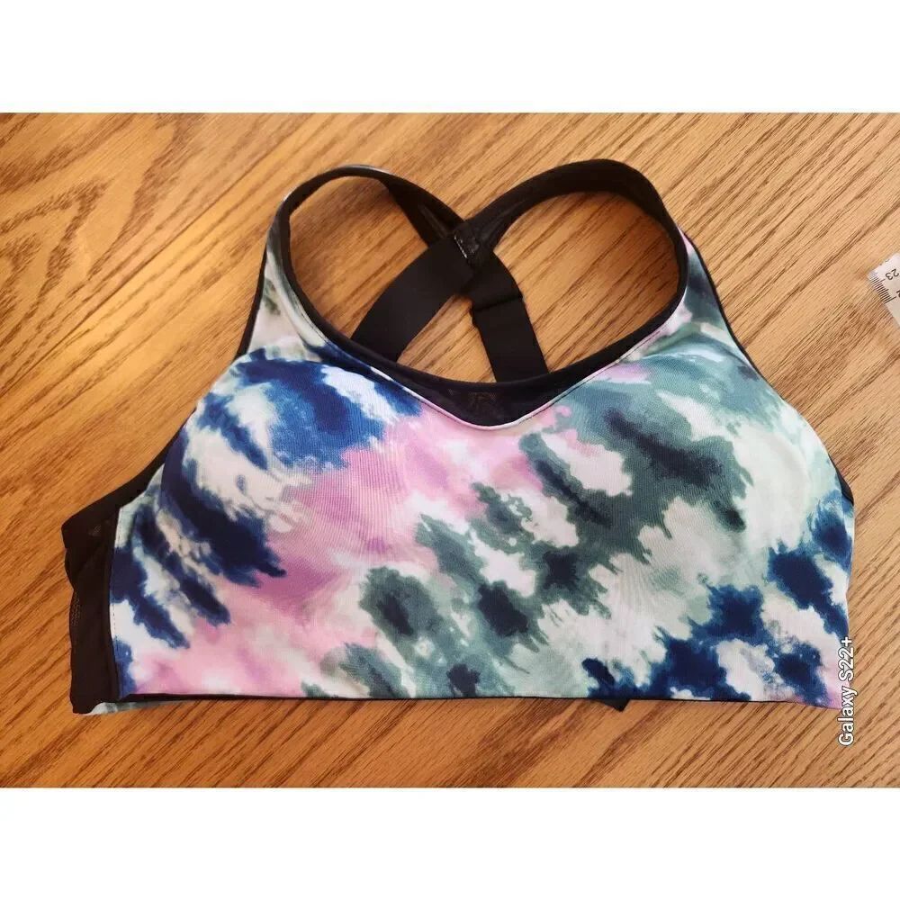 26 PINK Victoria's Secret blue green & pink tie dye padded sport bra